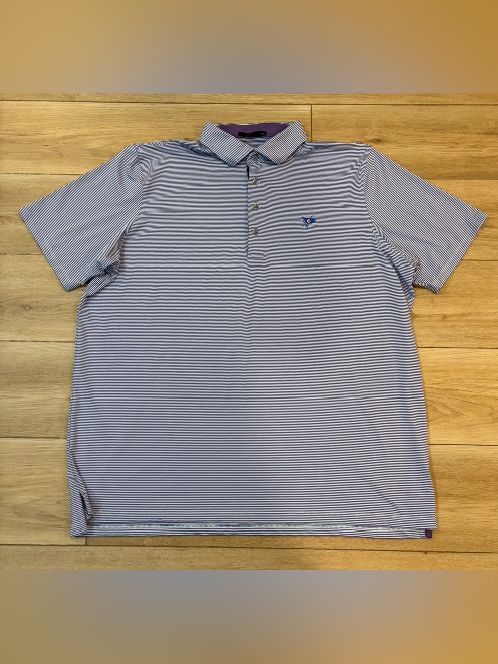 Greyson Ocean Reef Club Golf Polo XXL 2XL Performance Purple white striped